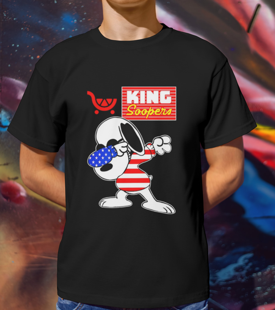 King Soopers Snoopy Dabbing USA Flag Style T-Shirt