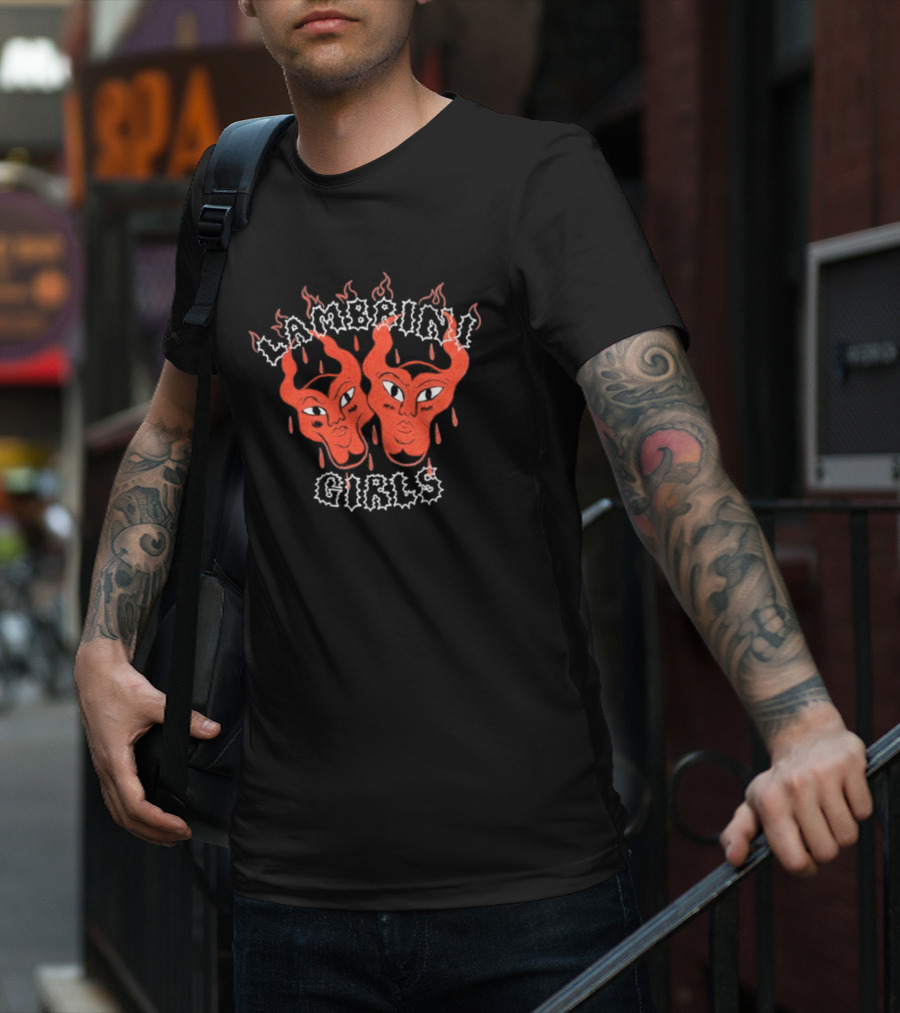 Lambrini Girls Devil Horned Masks Fiery Aesthetic T-Shirt