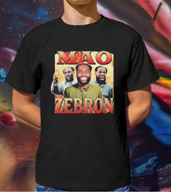 Mao Zebron Lebron James Fusion In Vintage Propaganda Style T-Shirt