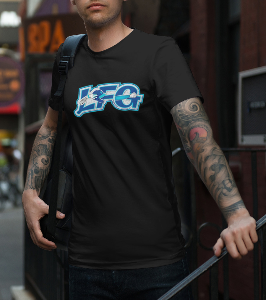 LFG Crawdaddy Seattle Mariners Baseball Helmet And Bat Graphic T-Shirt