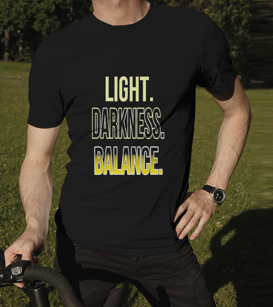 Light Darkness Balance Text In Yellow And Black Typography T-Shirt