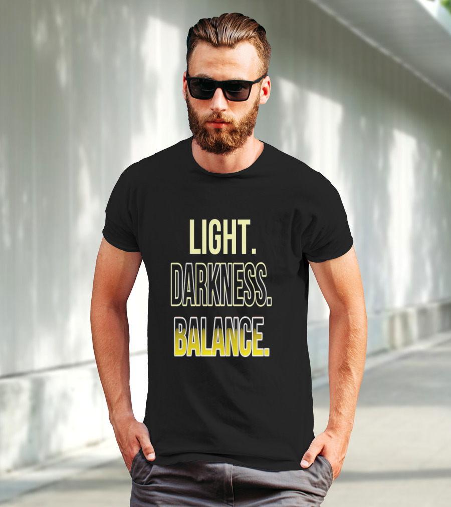 Light Darkness Balance Text In Yellow And Black Typography T-Shirt