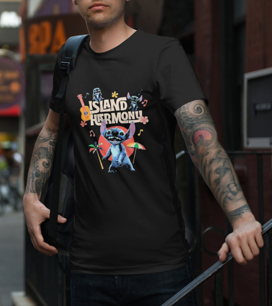 Lilo And Stitch Island Harmony Music Celebration With Cute Stitch And Ukulele T-Shirt