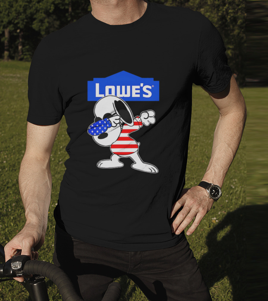 Lowe's Snoopy Dabbing American Flag Stripes T-Shirt