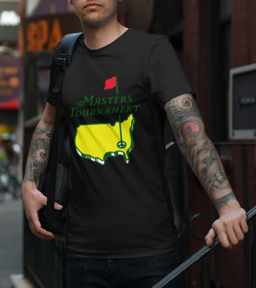 Masters Tournament Yellow Map With Red Flag T-Shirt