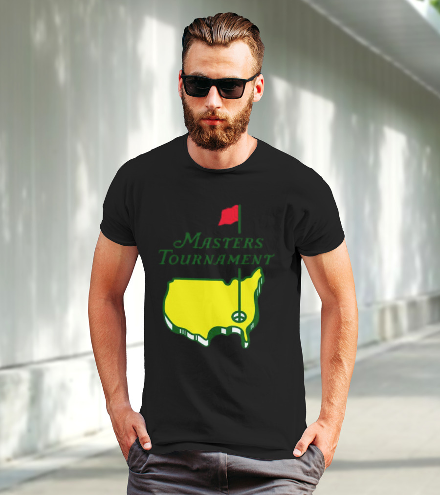 Masters Tournament Yellow Map With Red Flag T-Shirt