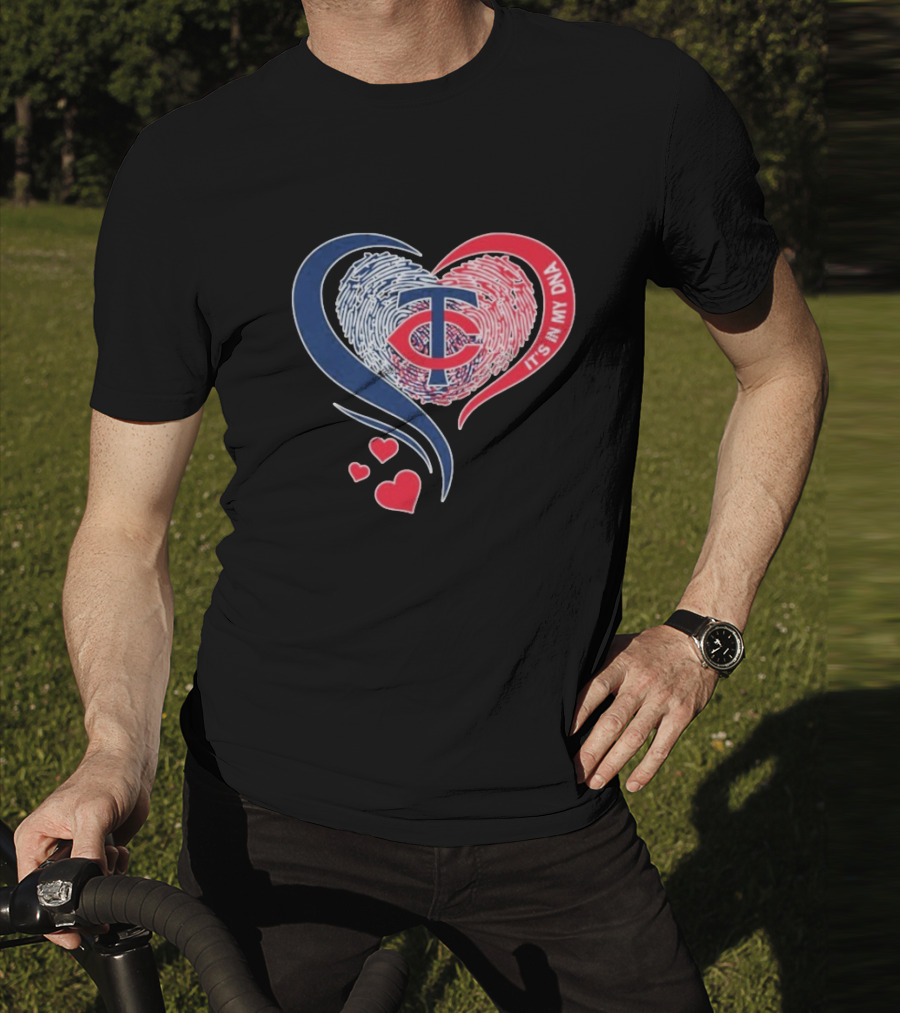 Minnesota Twins TC Logo It's In My DNA Heart Fingerprint Pattern T-Shirt
