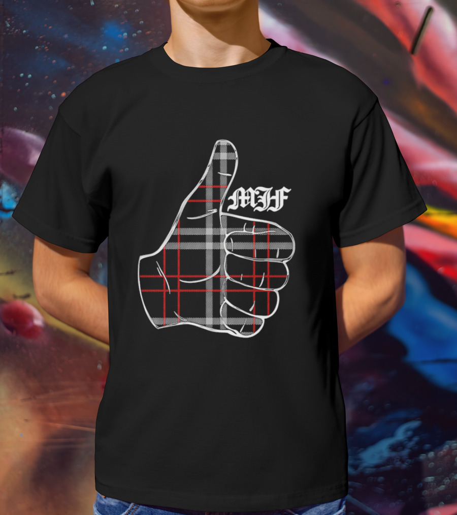 "MJF Thumbs Up Plaid Pattern" T-Shirt