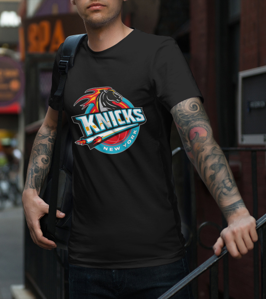 New York Knicks 2025 Horse Emblem With Blue And Red Accents T-Shirt
