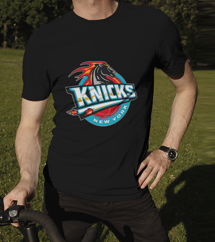 New York Knicks 2025 Horse Emblem With Blue And Red Accents T-Shirt