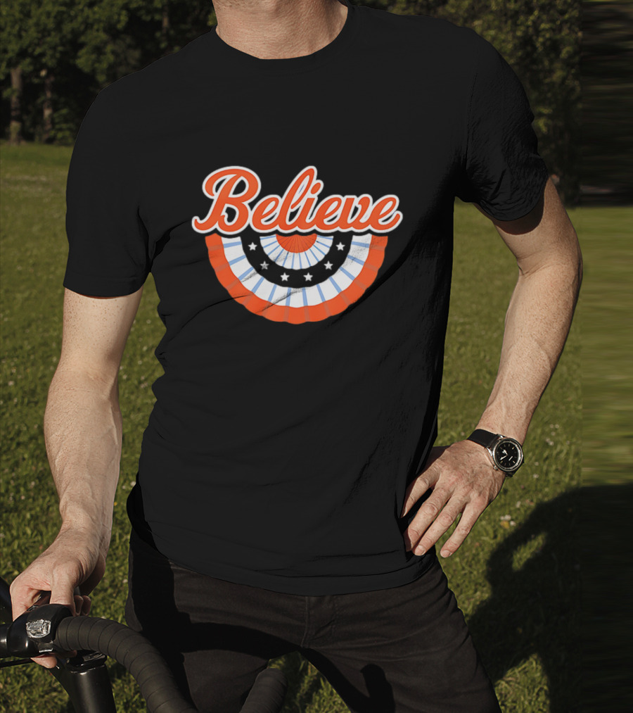 New York Mets Baseball Believe Stars With Patriotic Bunting T-Shirt