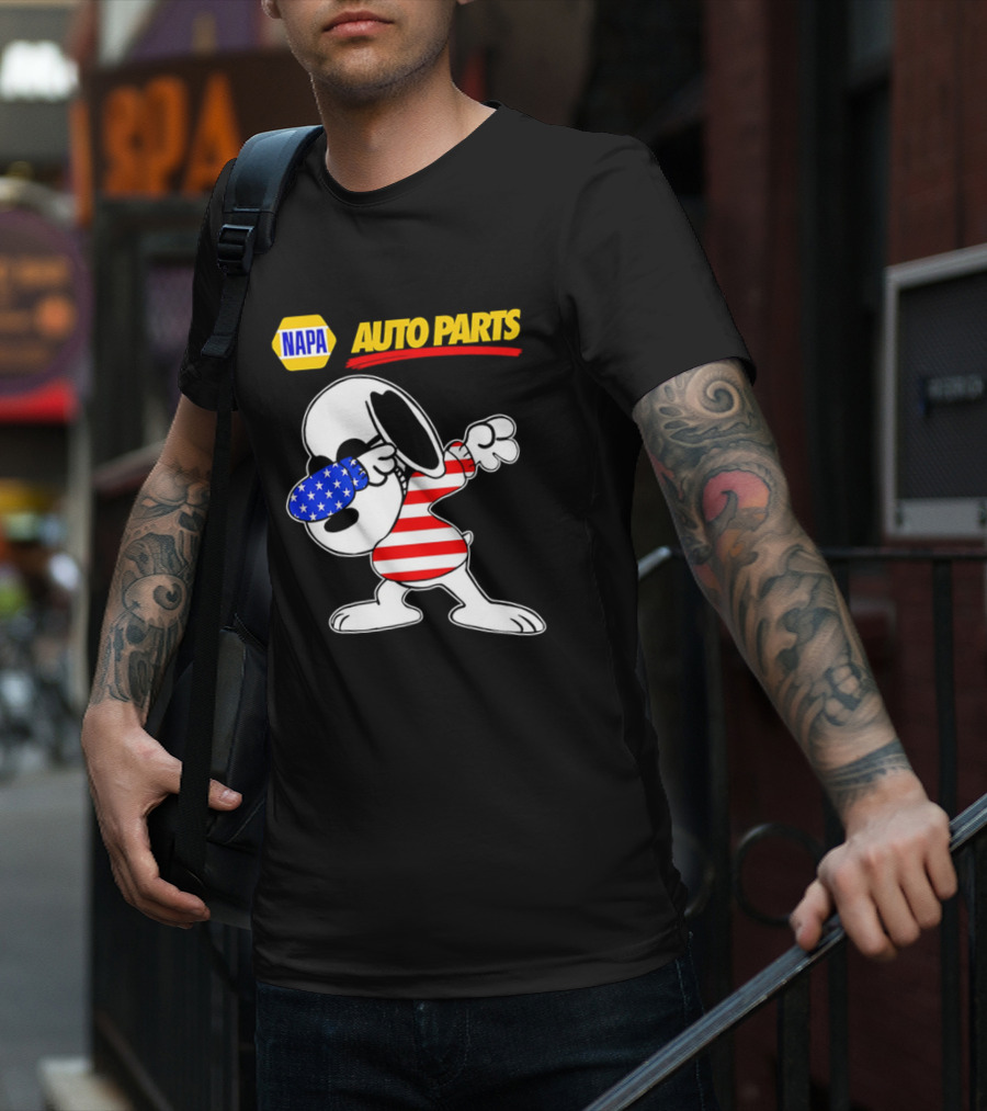NAPA Auto Parts Snoopy Dabbing USA Flag Character T-Shirt