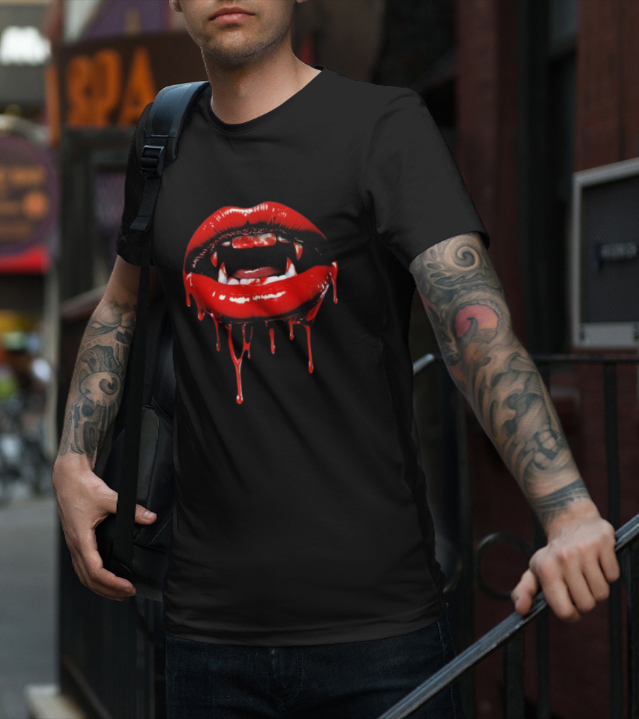 Vampire Lips Dripping Blood Nathan James Edition T-Shirt