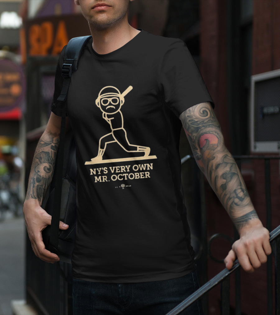 NY’s Very Own Mr. October Baseball Player Batting Retro Style T-Shirt