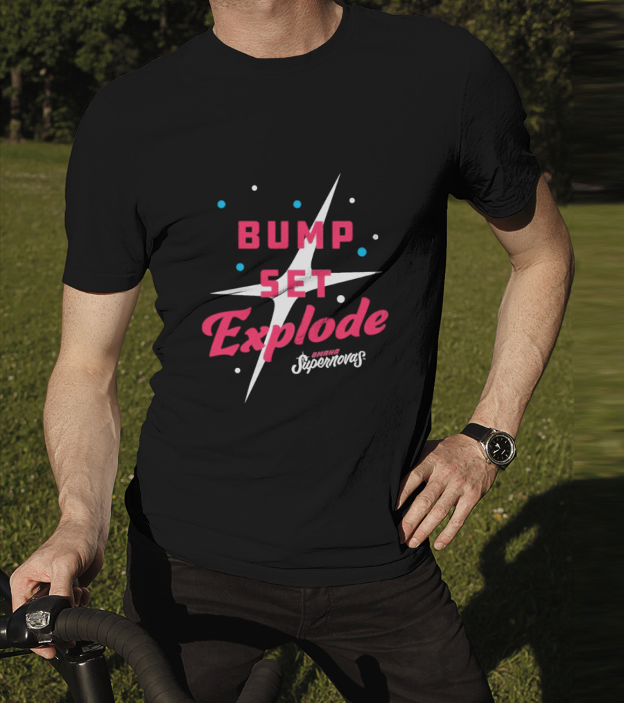 Omaha Supernovas Bump Set Explode Volleyball Starburst T-Shirt