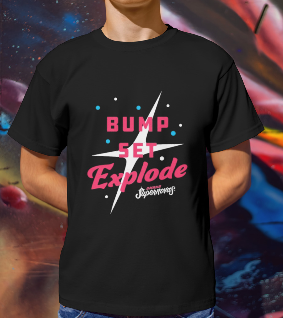 Omaha Supernovas Bump Set Explode Volleyball Starburst T-Shirt