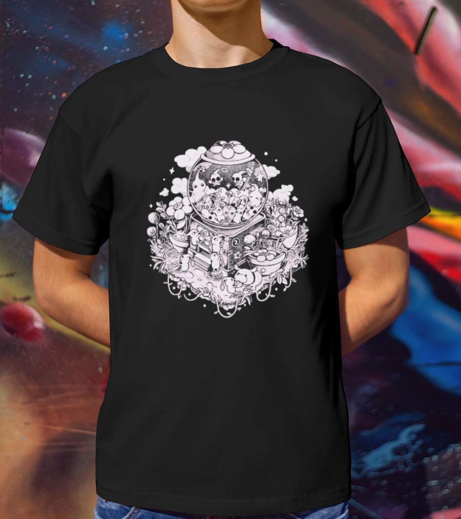 Gacha Machine With Skulls And Flowers Pick-Me T-Shirt
