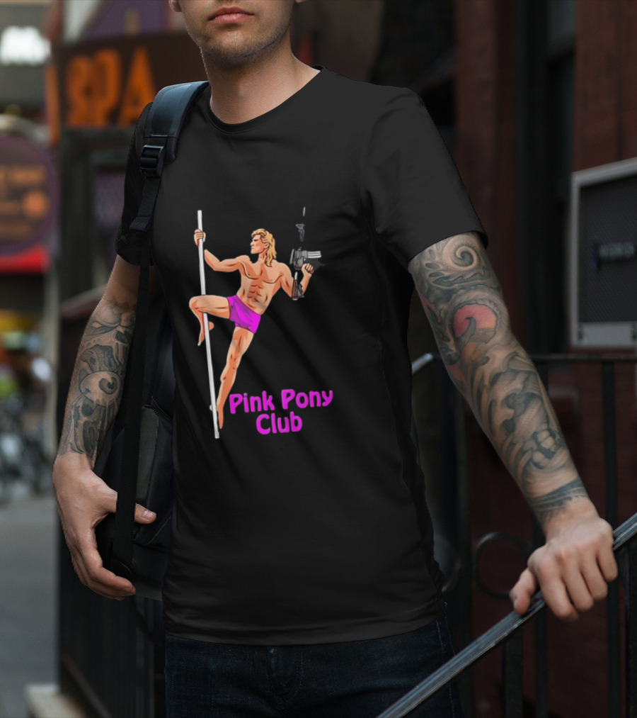 Pink Pony Club Pole Dancer With Gun T-Shirt