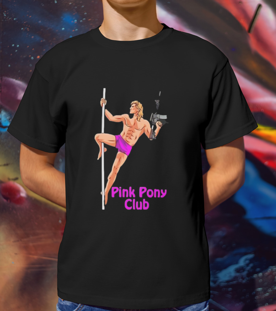 Pink Pony Club Pole Dancer With Gun T-Shirt
