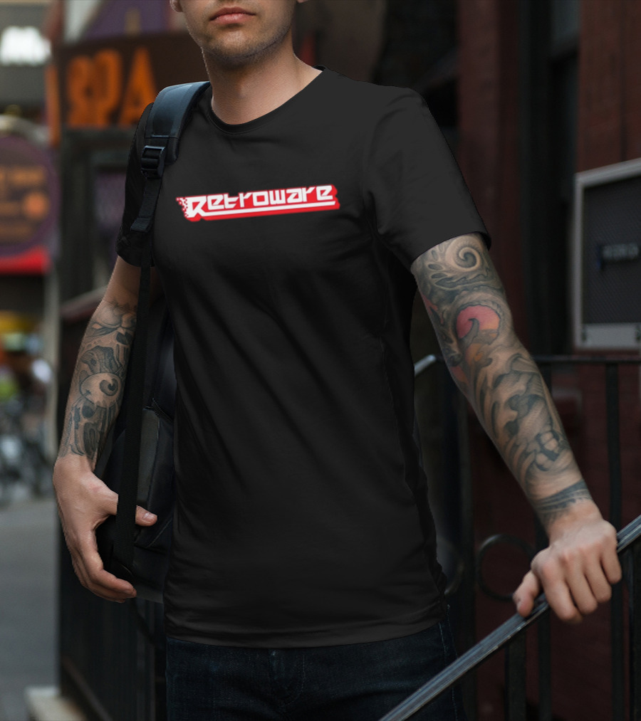 Retroware Pixelated Retro Gaming Style Red Branding T-Shirt