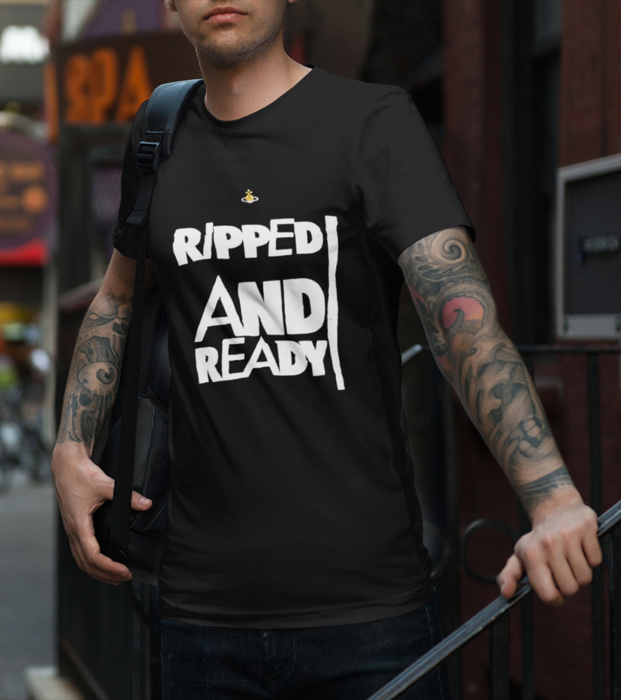 Ripped And Ready Chicken Dumbbell Fitness Motivation T-Shirt
