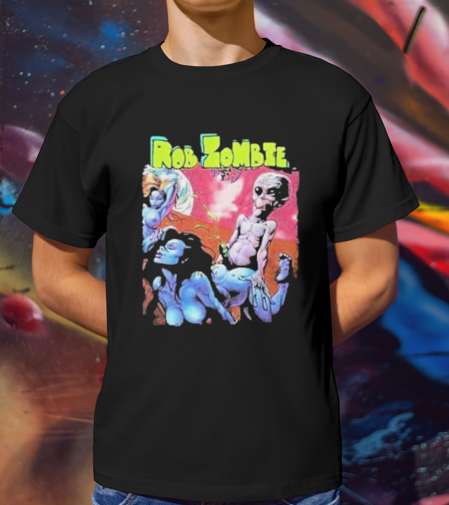 Rob Zombie Colorful Extraterrestrial Humor Scene T-Shirt