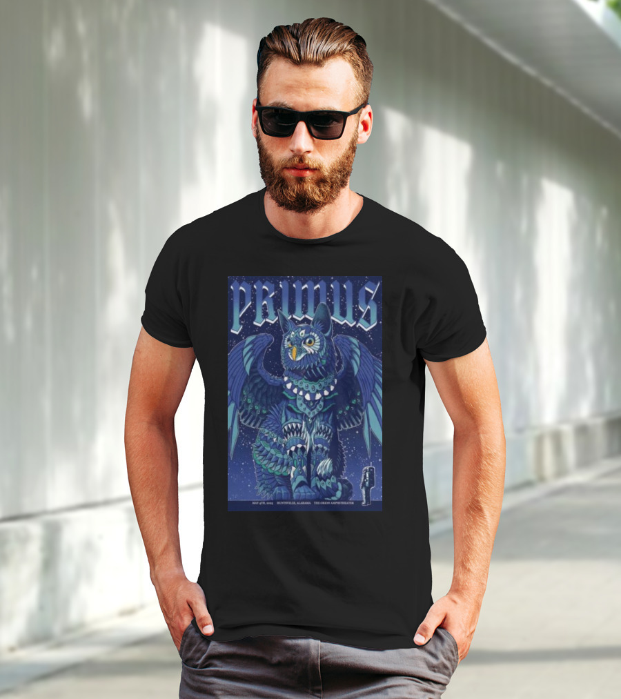 PRIMUS May 4 2025 Huntsville Alabama The Orion Amphitheater Owl Art T-Shirt