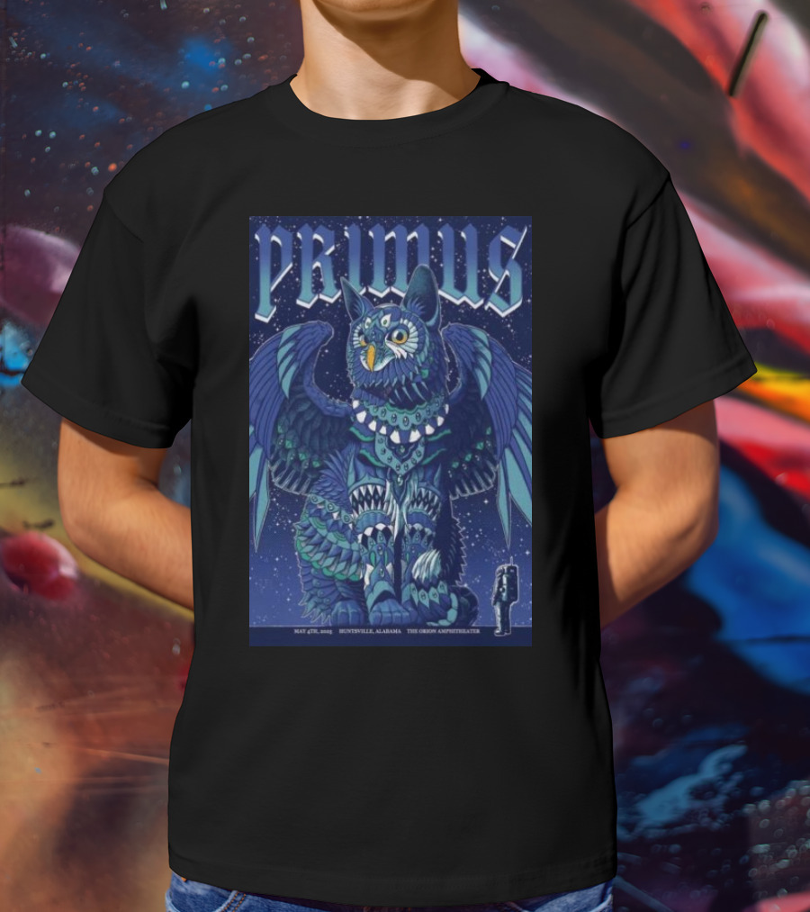 PRIMUS May 4 2025 Huntsville Alabama The Orion Amphitheater Owl Art T-Shirt