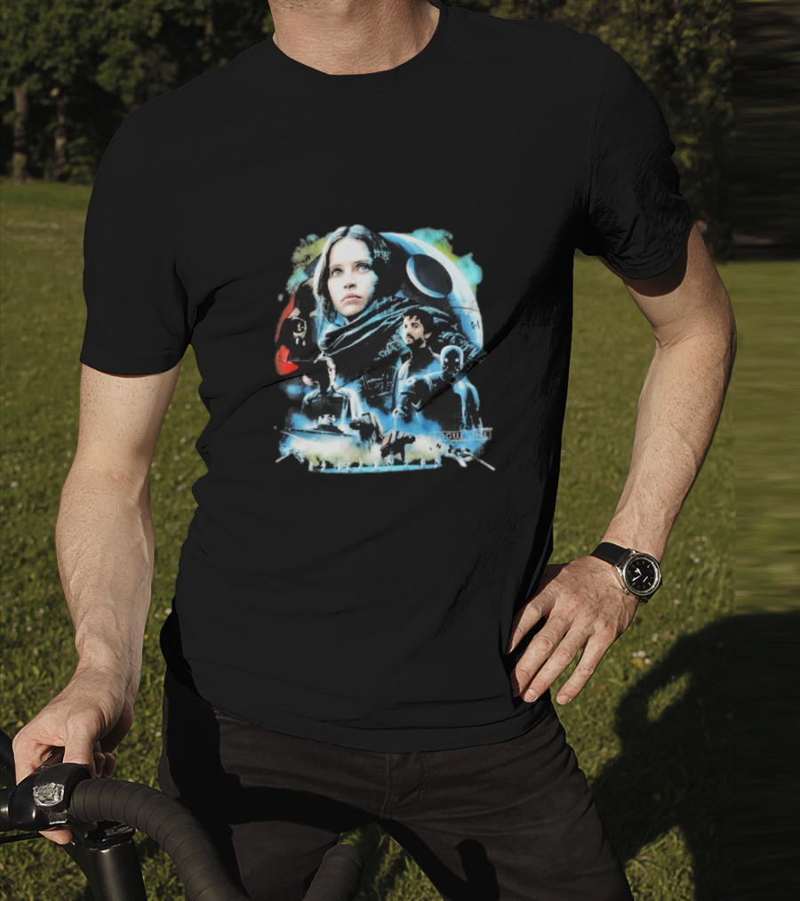 Rogue One A Star Wars Story Geeks Rule 15 Jyn Erso Cassian K-2SO Darth Vader Silkscreen T-Shirt
