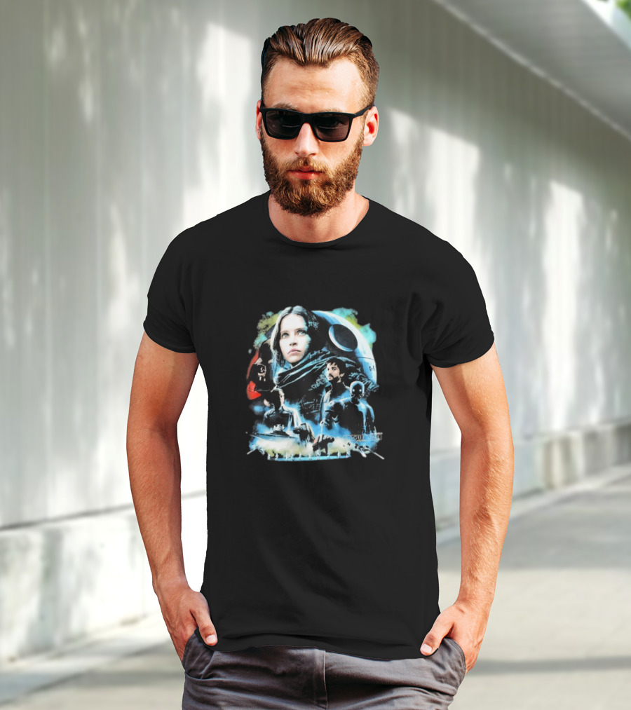 Rogue One A Star Wars Story Geeks Rule 15 Jyn Erso Cassian K-2SO Darth Vader Silkscreen T-Shirt