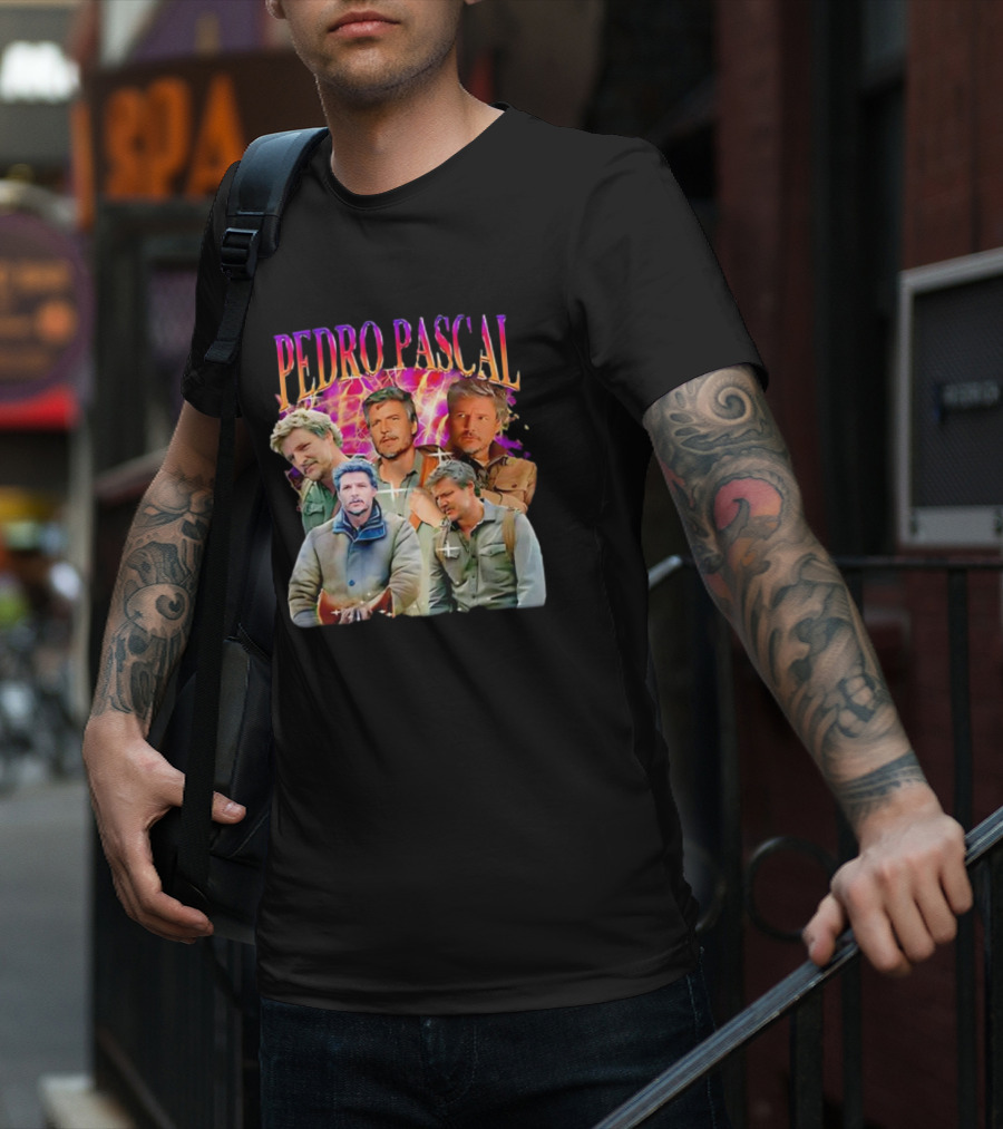 Pedro Pascal Joel Miller Retro Collage T-Shirt