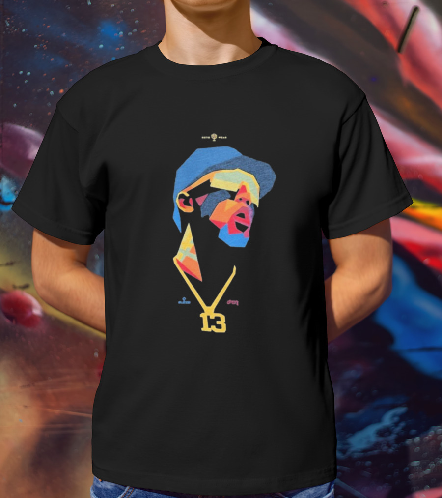 Ronald Acuna Jr 13 Abstract Geometric Style With Gold Chain And Colorful Hat T-Shirt