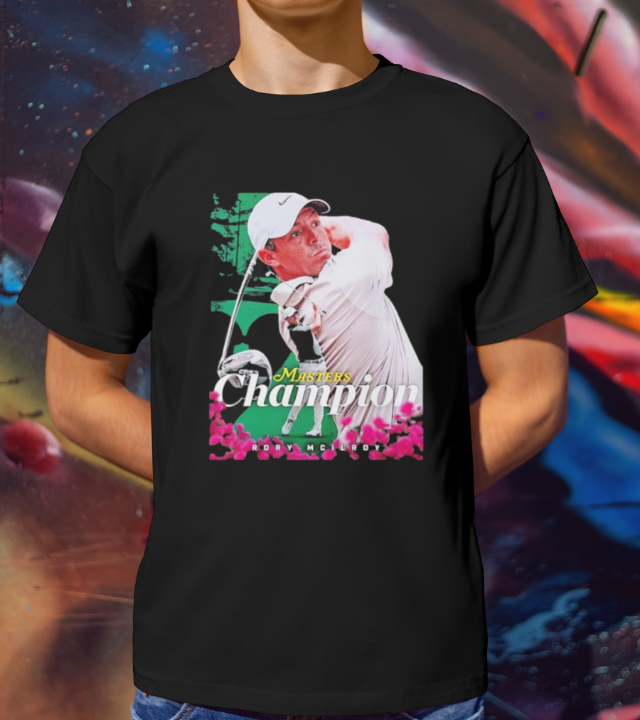 Masters Champion Rory McIlroy Golf Swing Portrait T-Shirt