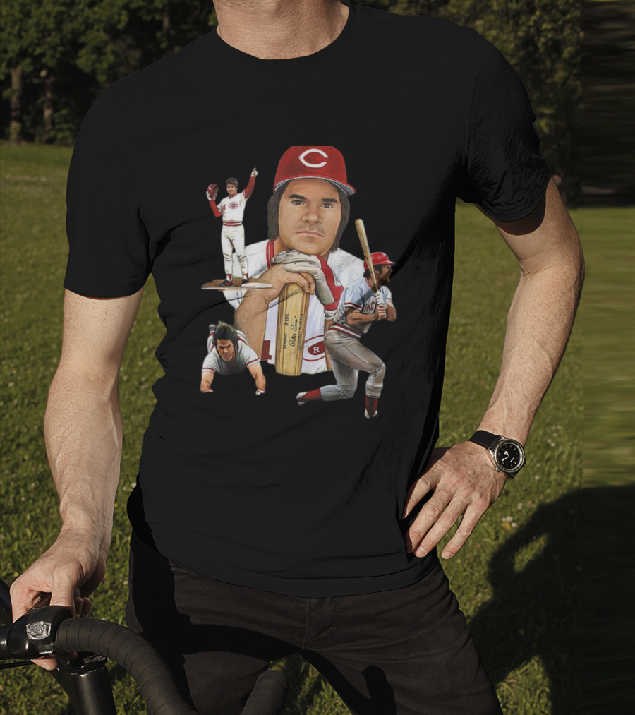 PETE ROSE Cincinnati Reds Baseball Legend 41 24 T-Shirt