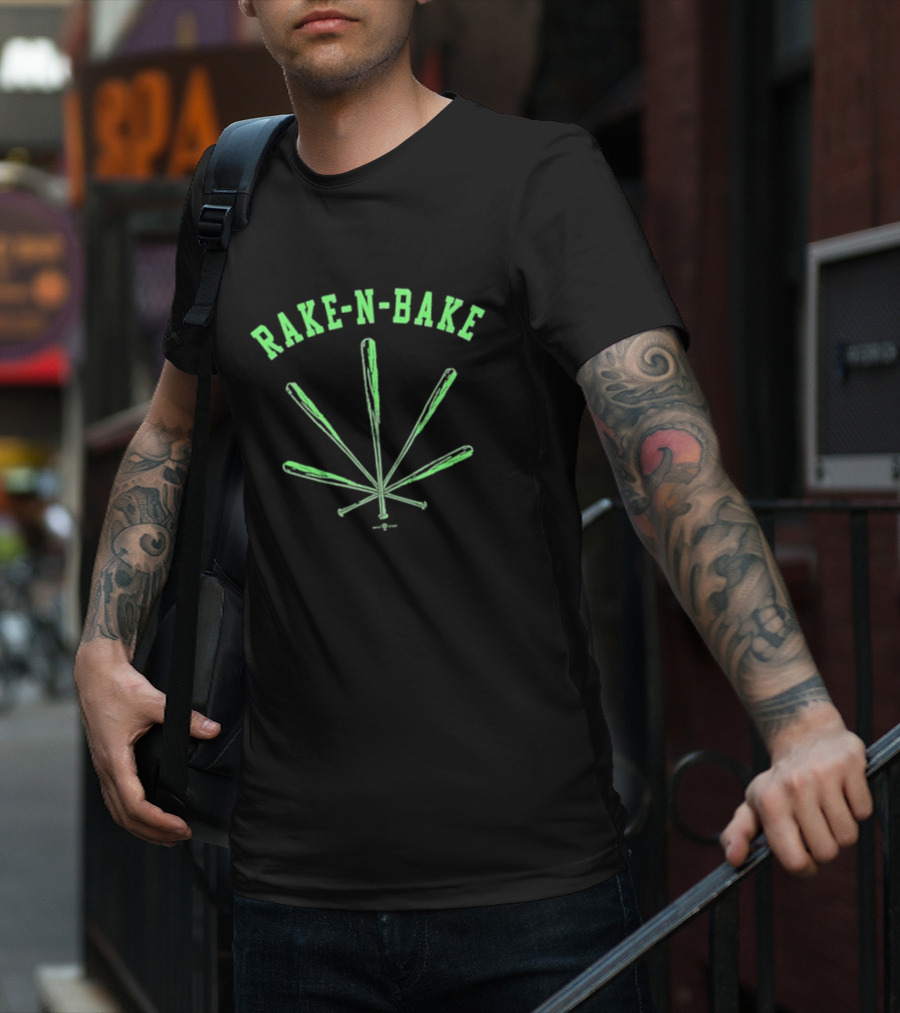 Rake-N-Bake Baseball Bat Leaf Design T-Shirt
