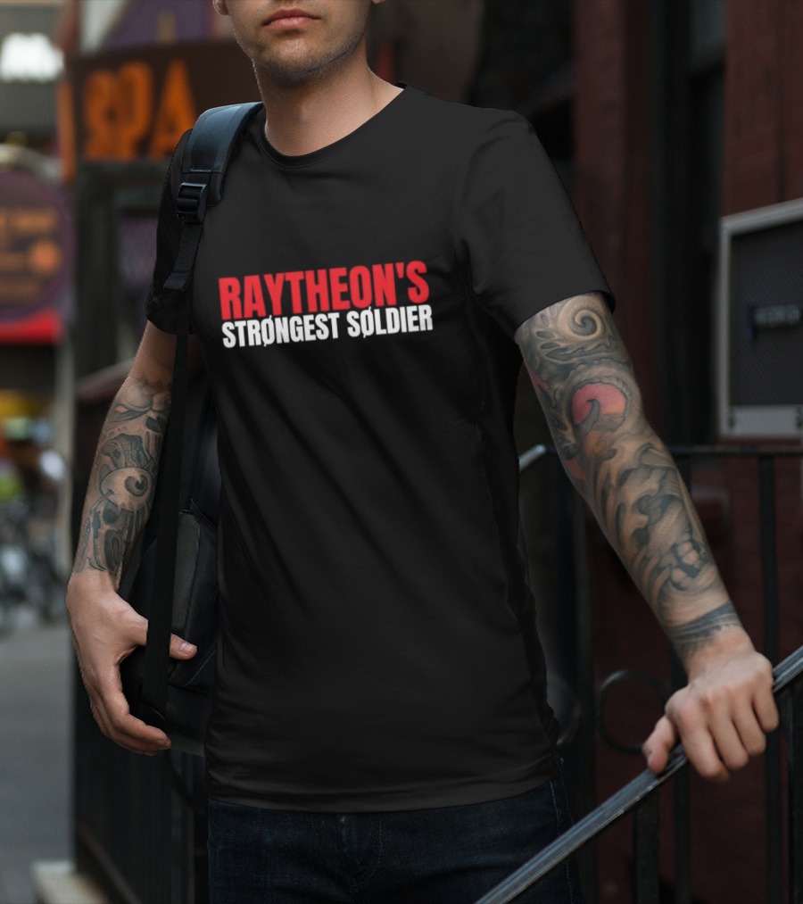 Raytheon’s Strongest Soldier Bold Red White Text T-Shirt