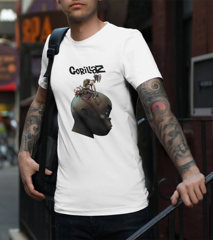 Gorillaz Character Sitting On Head Star Symbol T-Shirt