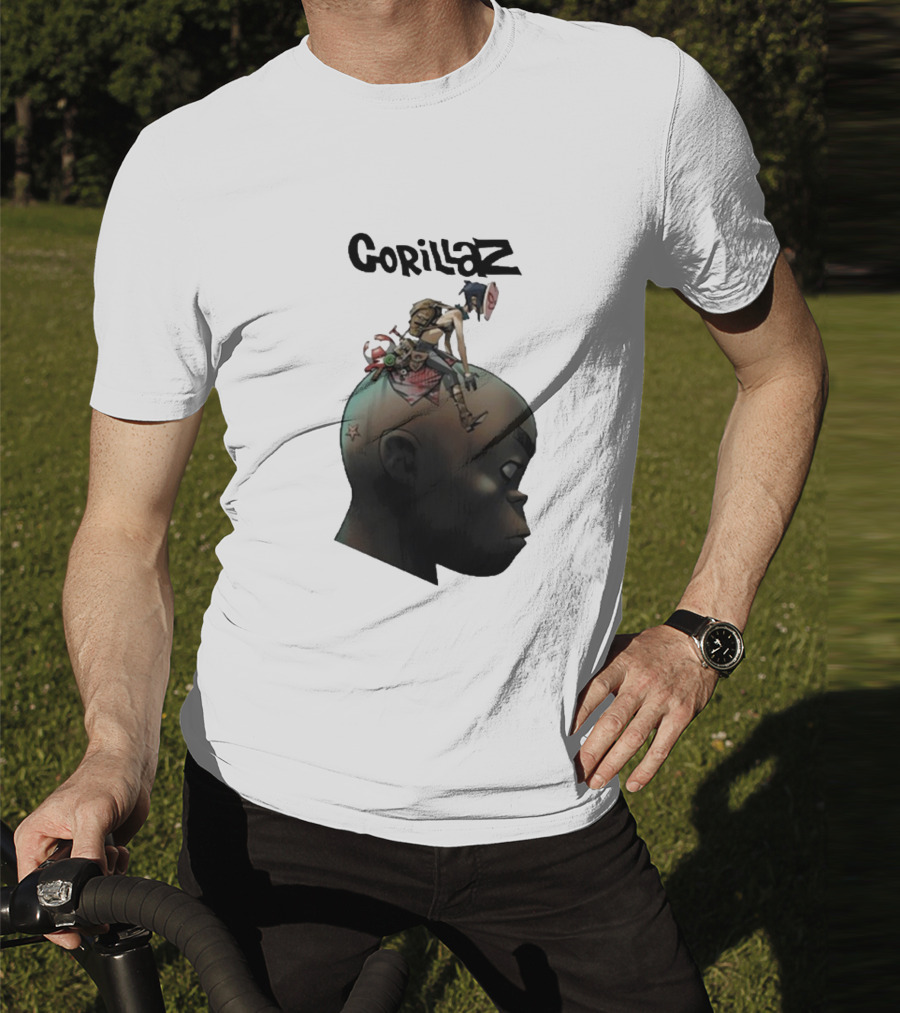 Gorillaz Character Sitting On Head Star Symbol T-Shirt