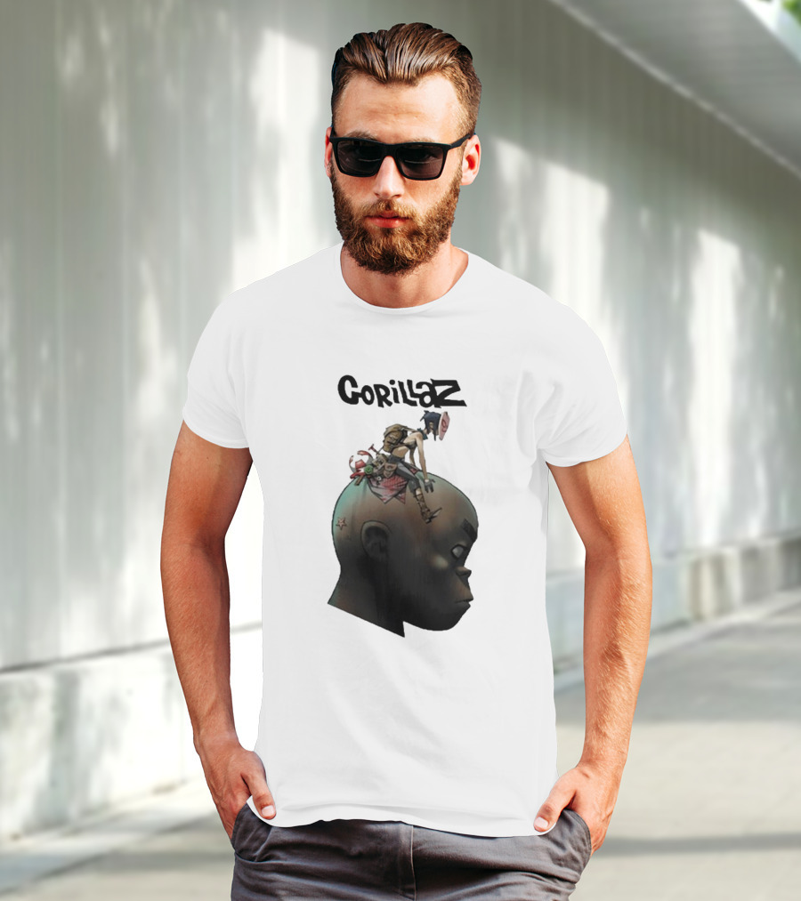 Gorillaz Character Sitting On Head Star Symbol T-Shirt