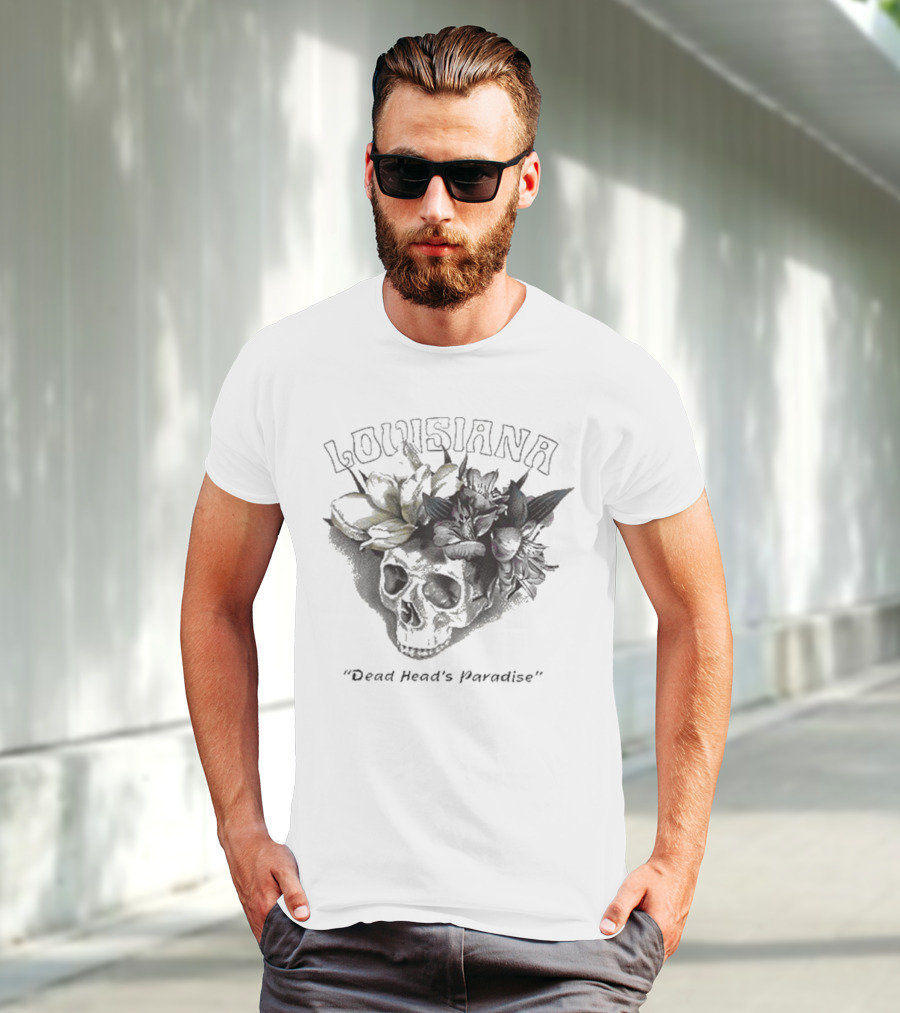 Grateful Dead Skull With Louisiana Dead Head's Paradise Floral Elements T-Shirt