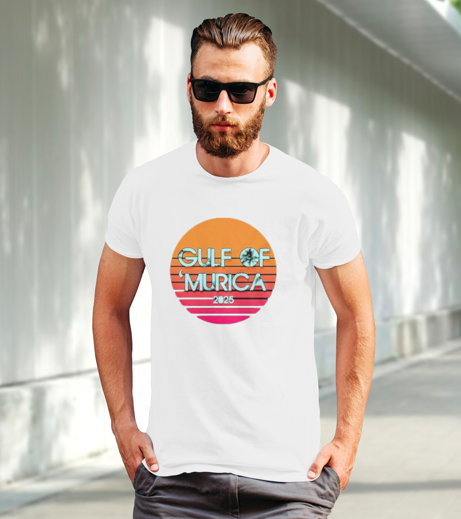 Gulf Of 'Murica 2025 Vintage Retro Sunset Vibe T-Shirt