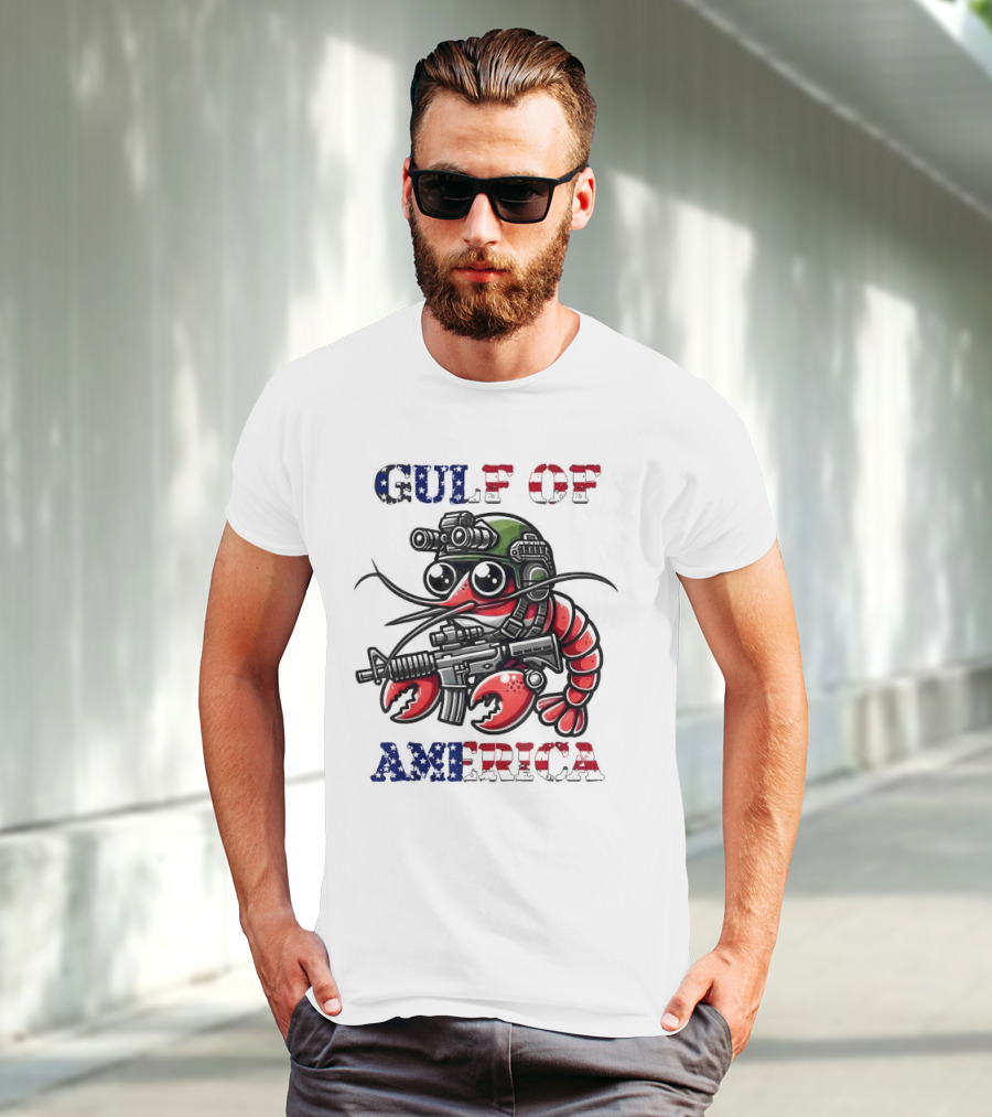 Gulf Of America Tactical Shrimp Patriotic Military Camouflage T-Shirt