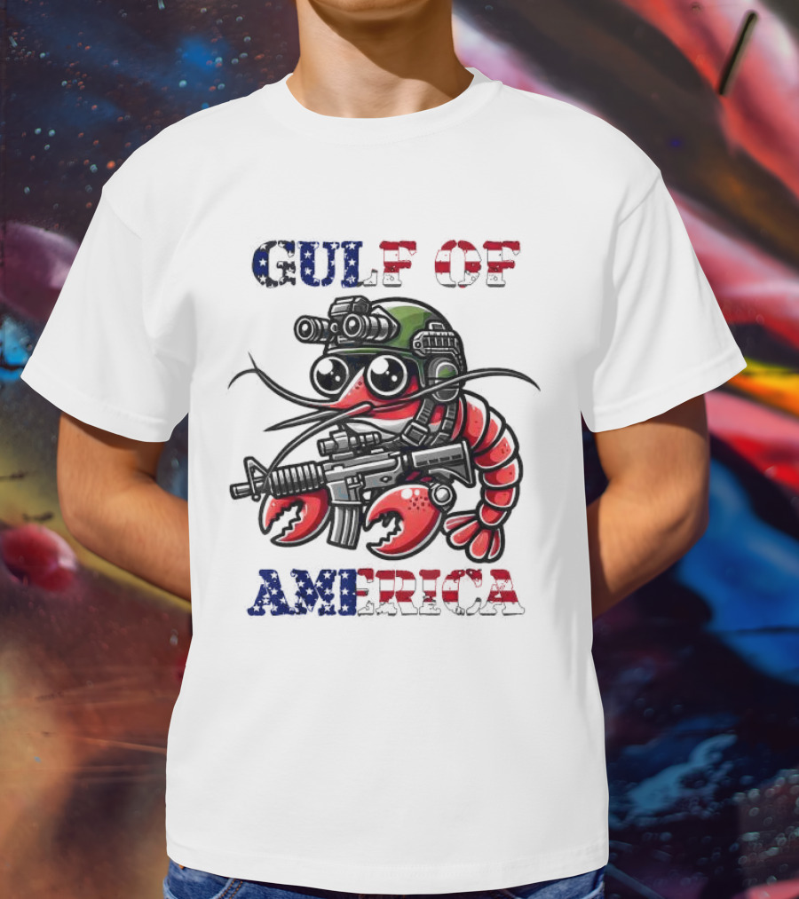 Gulf Of America Tactical Shrimp Patriotic Military Camouflage T-Shirt