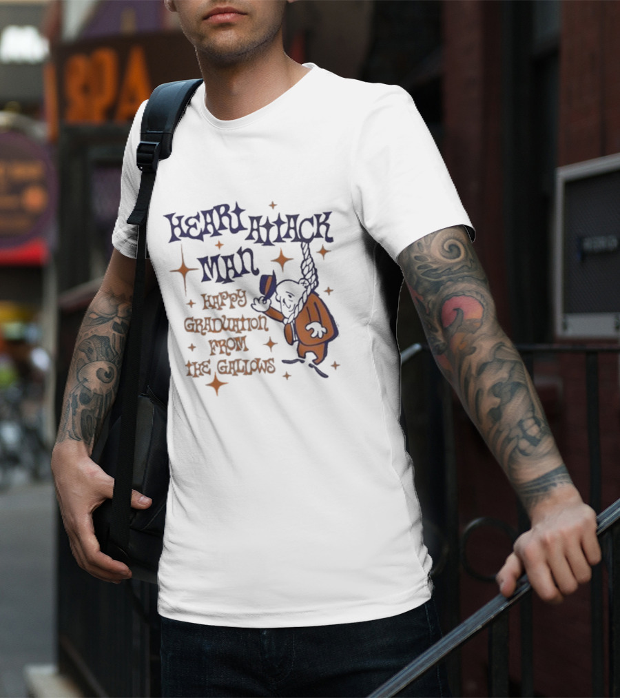 Heart Attack Man Happy Graduation From The Gallows Vintage Cartoon Style T-Shirt