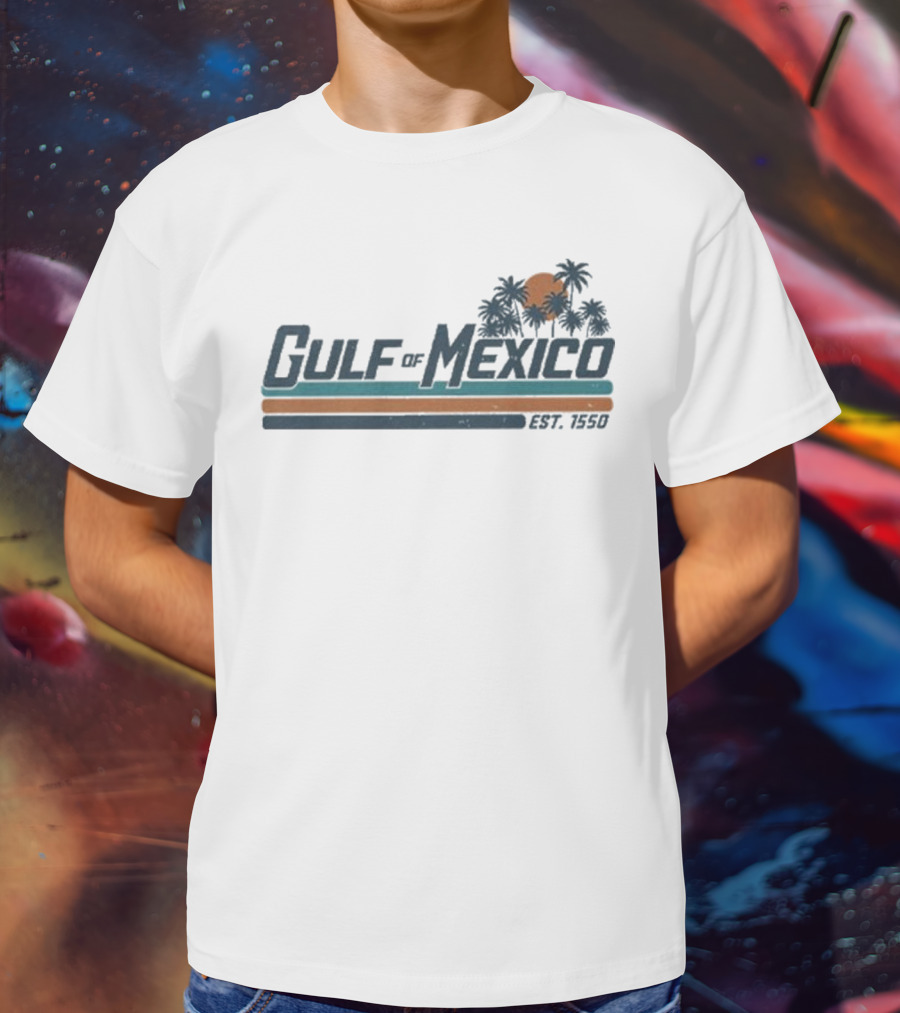 Gulf Of Mexico Est 1550 Palm Trees Retro Sunset Vintage Style T-Shirt