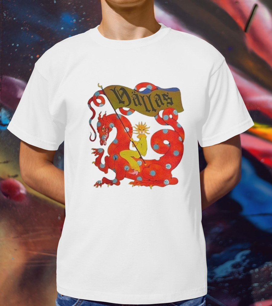 Hällas Flower Knight Riding Red Polka Dot Dragon T-Shirt