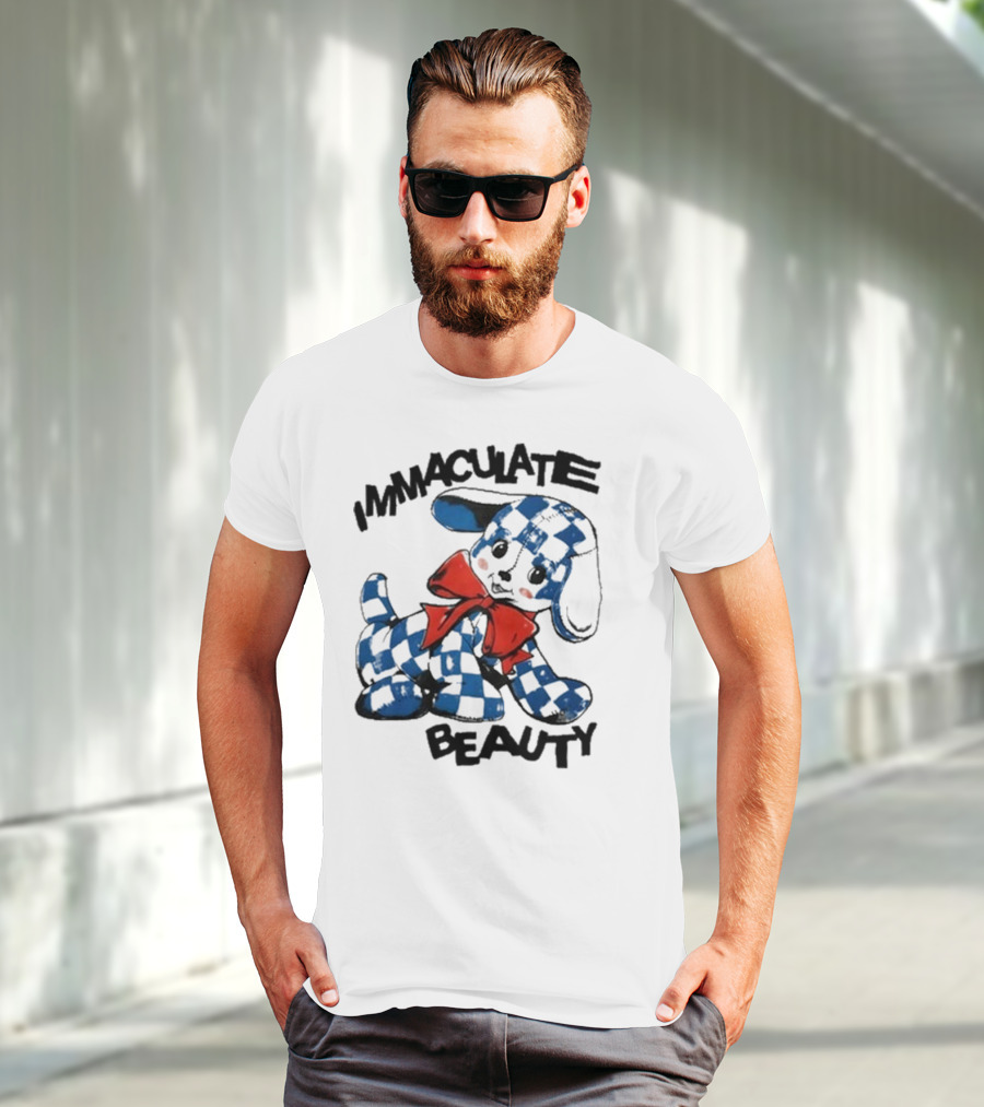 Henry Johnson Immaculate Beauty Blue Checkered Puppy Red Bow T-Shirt