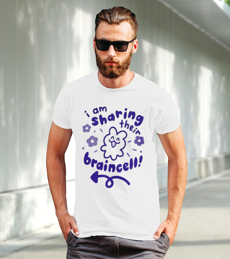 I Am Sharing Their Braincell Cute Flower Character Playful Arrow T-Shirt