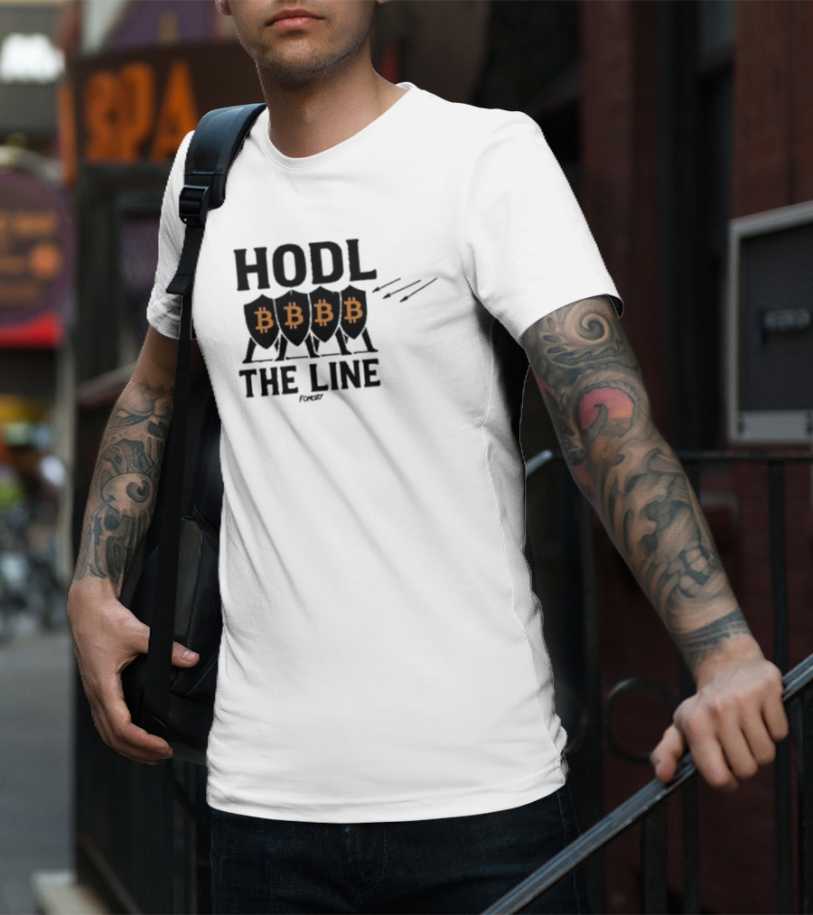 Hodl The Line Bitcoin Warrior Cryptocurrency Enthusiast BBB Pattern T-Shirt