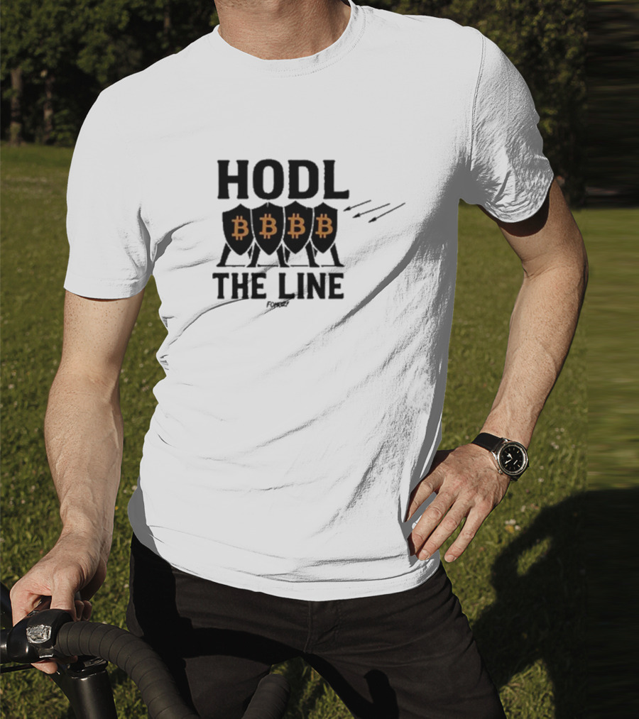 Hodl The Line Bitcoin Warrior Cryptocurrency Enthusiast BBB Pattern T-Shirt